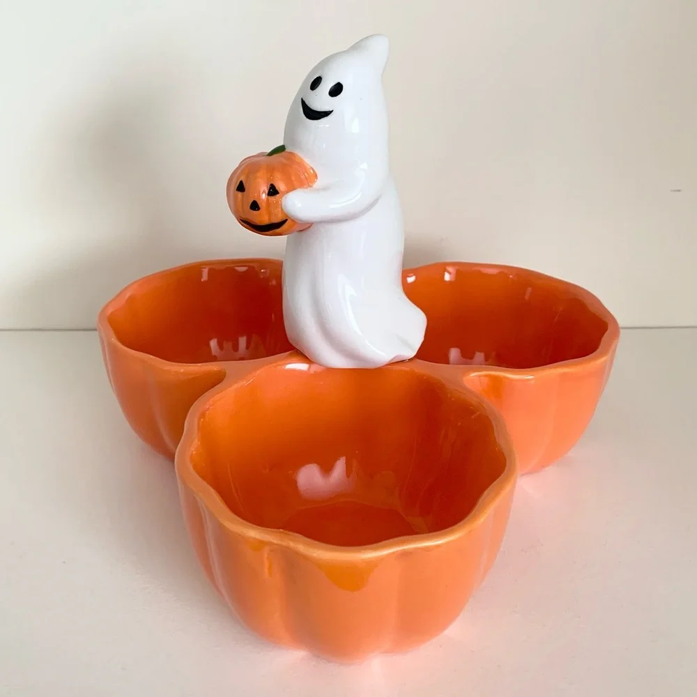 Vintage Halloween ghost ceramic dish